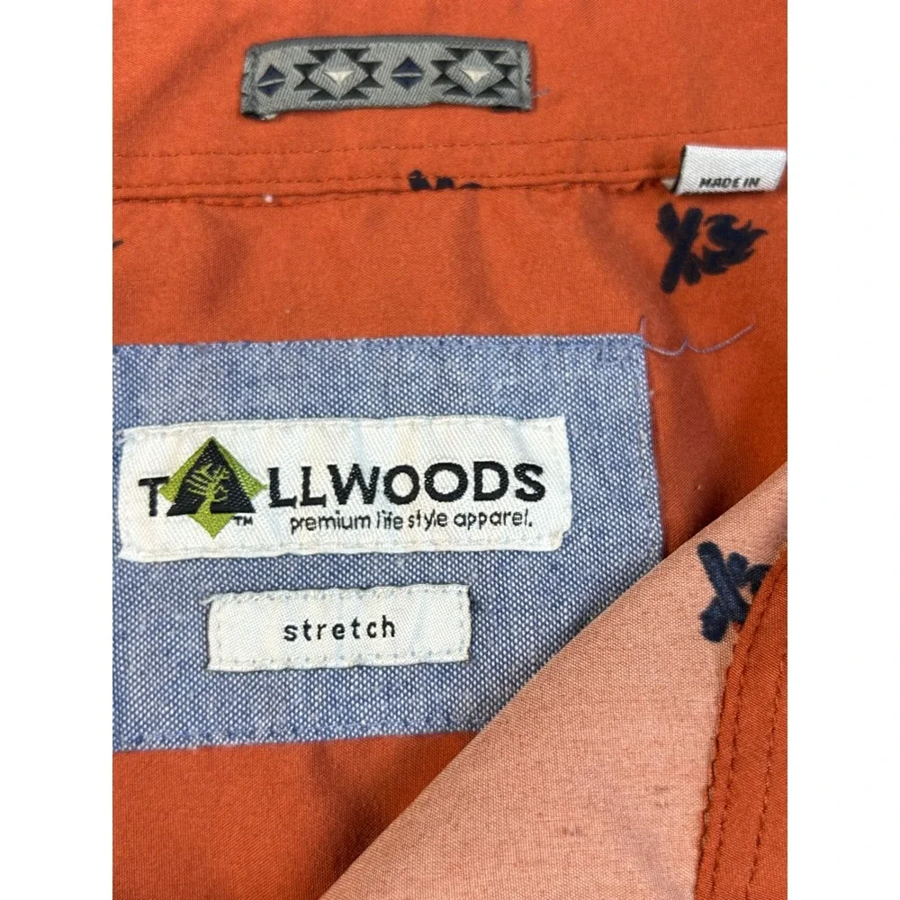 Tallwoods Mens 3X Rust‎ Orange All Over Campfire Print Short Sleeve Shirt